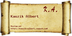 Kaszik Albert névjegykártya